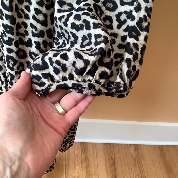 H&M Leopard Drop Waist Puff Sleeve Dress Size S - Picture 9 of 16